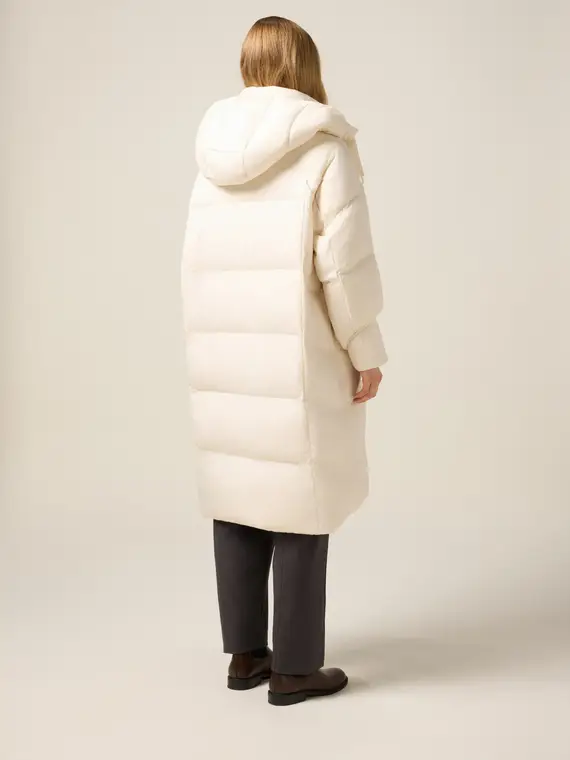 Piumino lungo in vera piuma Donna, Bianco miniatura 2