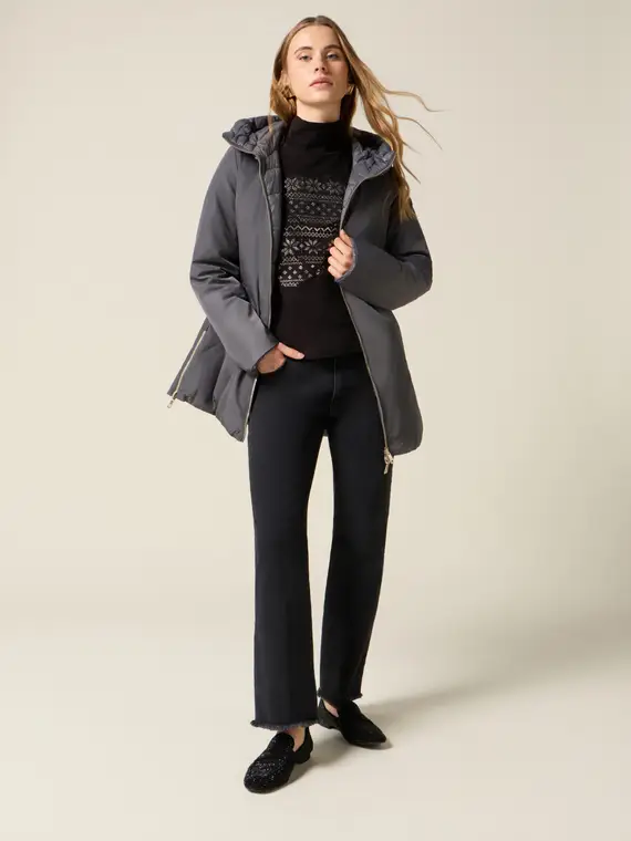 Piumino midi con cappuccio Donna