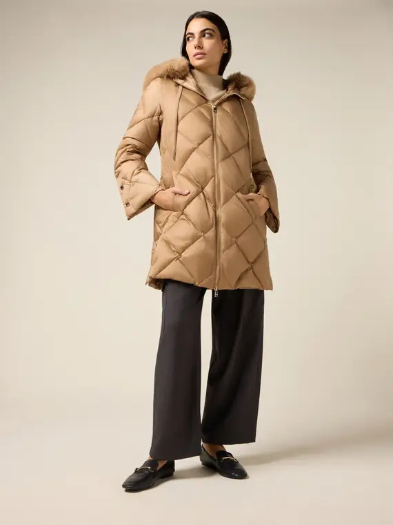 Piumino midi trapuntato con vera piuma Donna