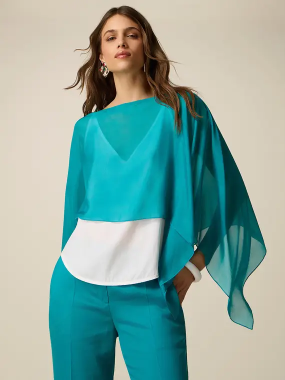 Poncho coprispalle in georgette Donna, Ottanio