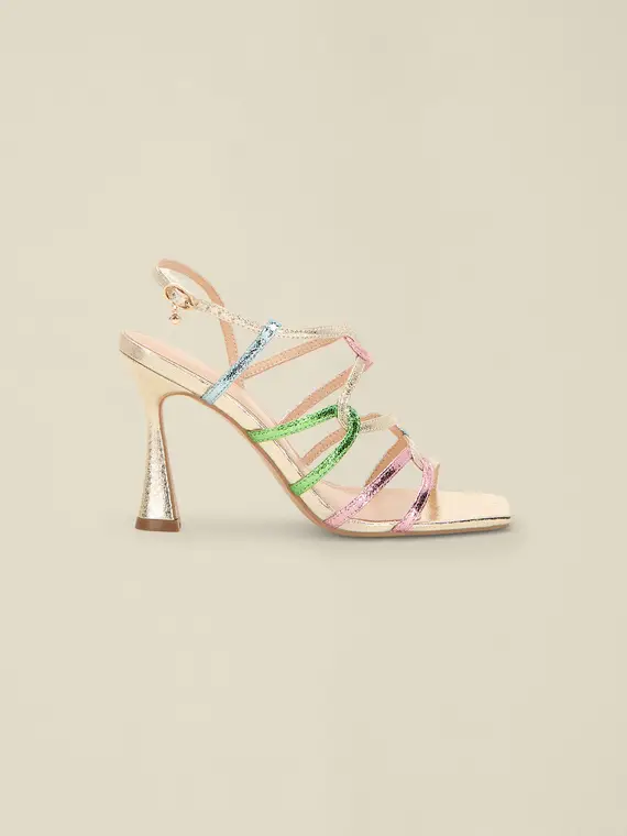 Sandali multicolor metallic Donna, Oro miniatura 2