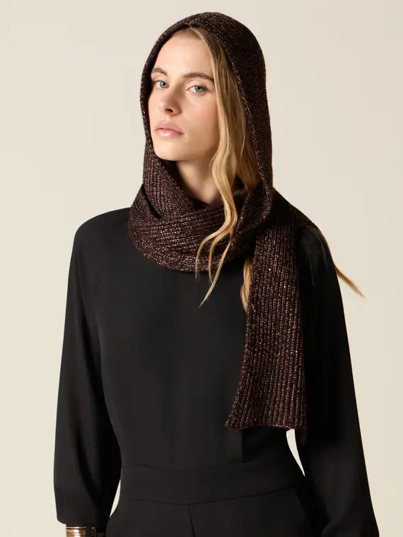 Sciarpa con paillettes Donna, Marrone