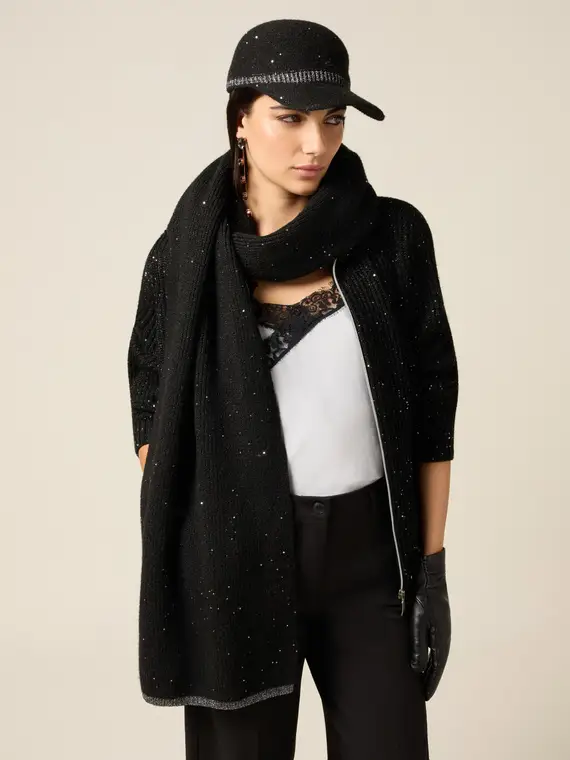 Sciarpa con paillettes e cuciture lurex Donna