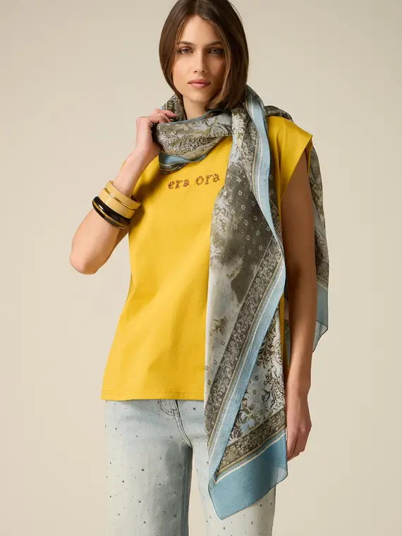 Sciarpa fantasia foulard Donna, Marrone