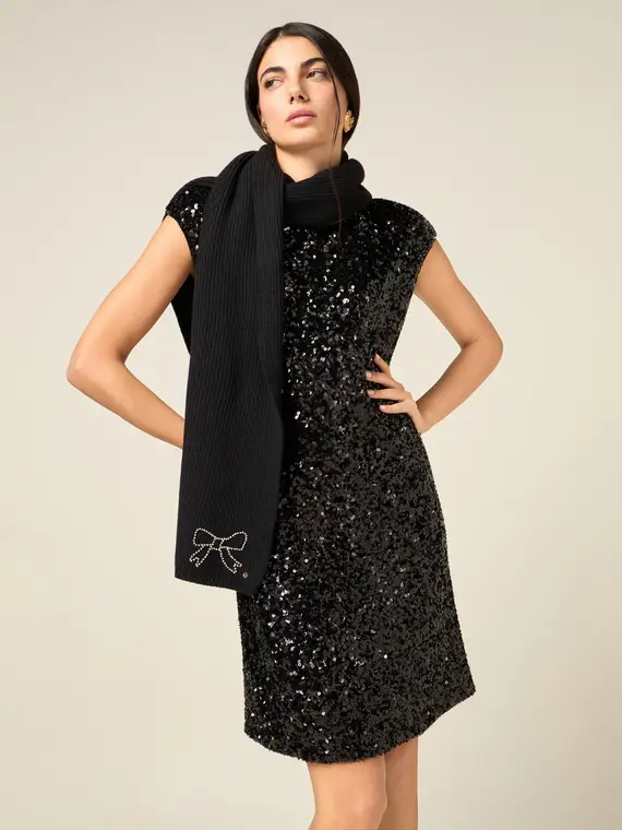 Sciarpa in maglia con cristalli Donna