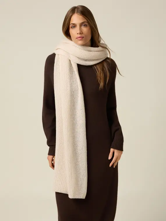 Sciarpa lunga misto mohair Donna, Bianco