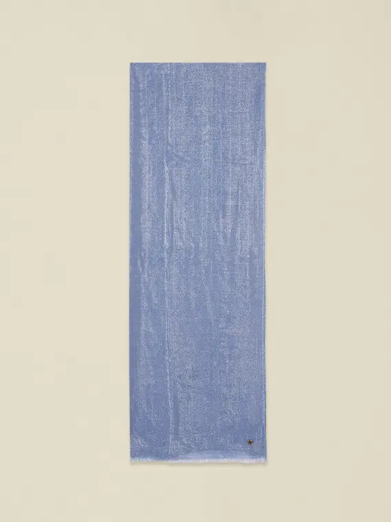 Sciarpa misto cotone con lurex Donna, Azzurro miniatura 2