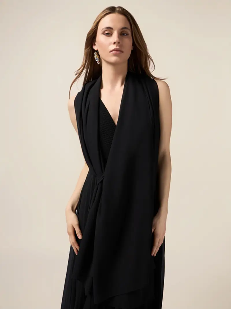 Oltre - Stola in georgette Donna, Nero Taglia: 01