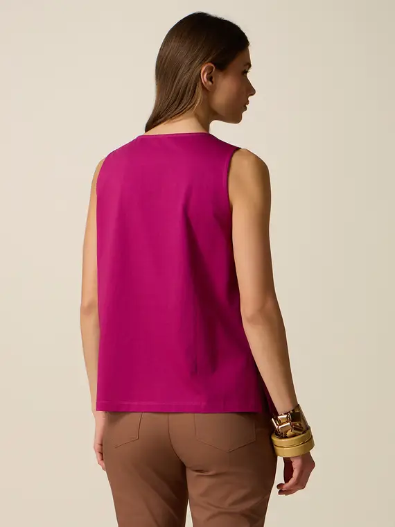 Top in cotone con applicazioni floreali Donna, Viola + miniatura 2