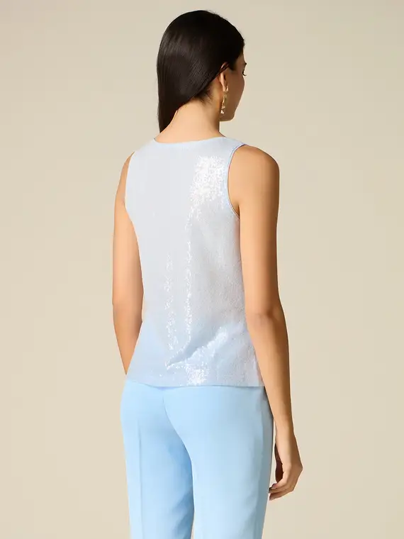 Top in tulle e paillettes Donna, Azzurro + miniatura 2