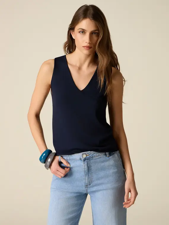 Top seamless in maglia Donna, Blu +