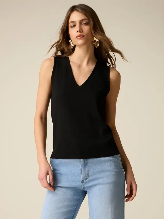 Top seamless in maglia Donna, Nero +