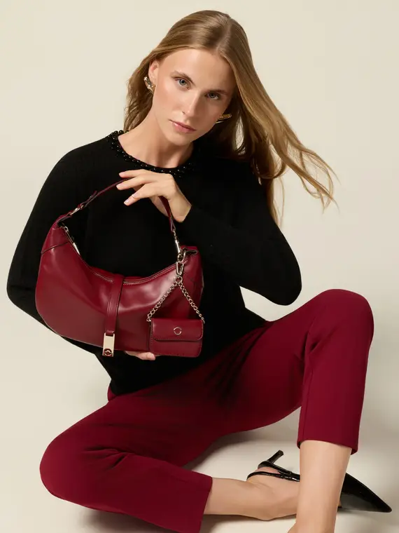 Tracolla con zip e ciondolo metallico Donna, Rosso