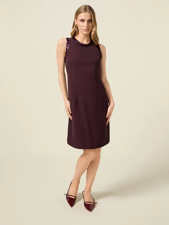 Tubino con bordi in paillettes Donna, Bordeaux