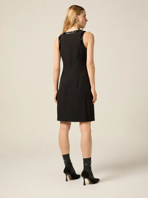 Tubino con bordi in paillettes Donna, Nero miniatura 2