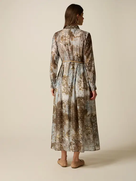 Vestito chemisier lungo fantasia Donna, Marrone miniatura 2