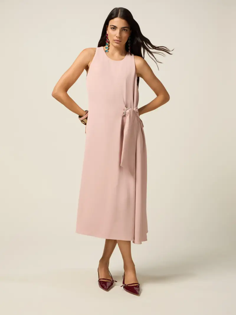 Oltre - Vestito con nodo e fibbia gioiello Donna, Rosa Taglia: 40