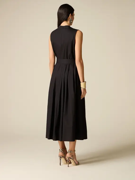 Vestito flare in popeline di cotone Donna, Nero miniatura 2