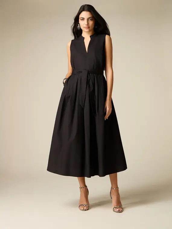 Vestito flare in popeline di cotone Donna, Nero