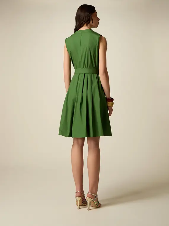 Vestito flare in popeline Donna, Verde miniatura 2