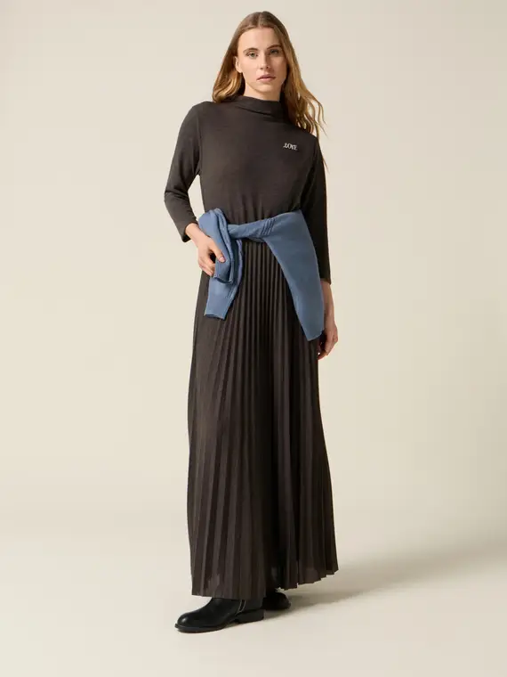 Vestito flare misto viscosa con spilla Donna