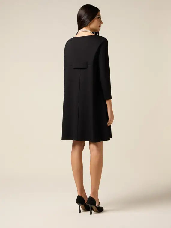 Vestito flared con dettaglio foulard Donna, Nero miniatura 2