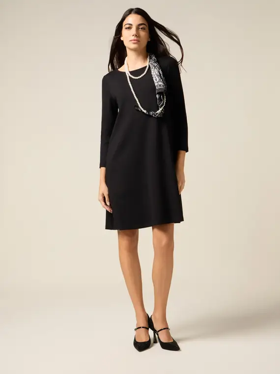 Vestito flared con dettaglio foulard Donna, Nero
