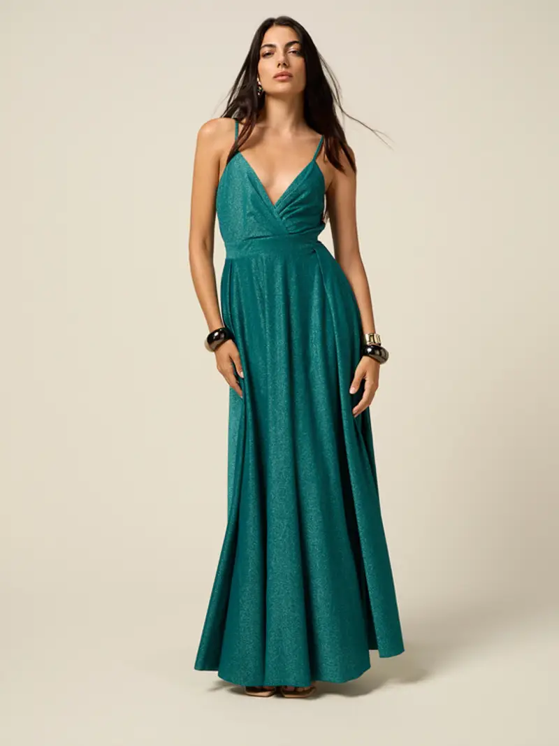 Oltre - Vestito in jersey lurex plissé Donna, Ottanio Taglia: XL