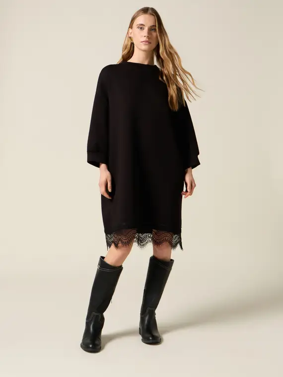 Vestito in tessuto scuba e pizzo Donna