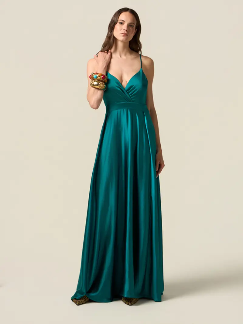 Oltre - Vestito lungo in raso Donna, Ottanio Taglia: 44