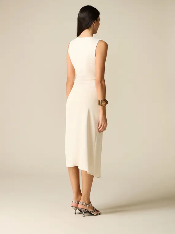 Vestito midi a portafoglio Donna, Bianco miniatura 2