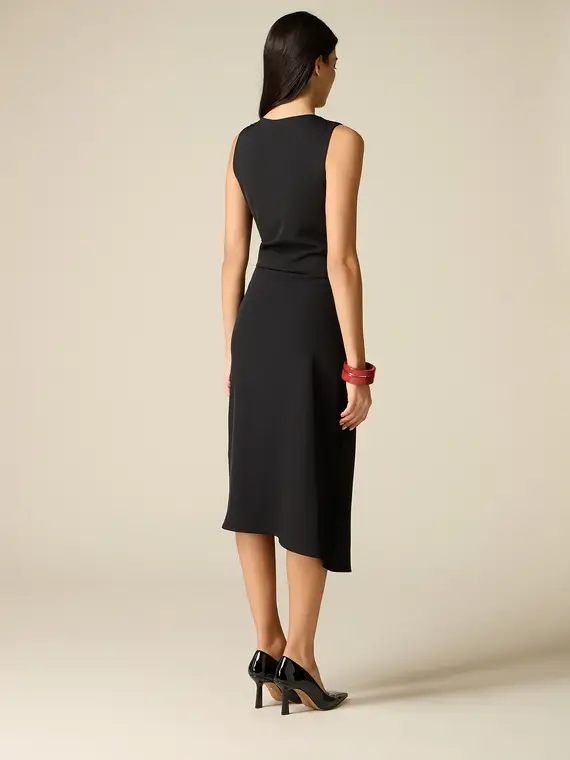 Vestito midi a portafoglio Donna, Nero miniatura 2