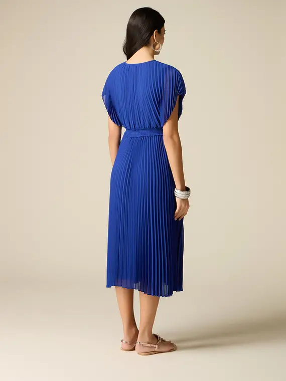 Vestito midi in georgette plissé Donna, Blu miniatura 2