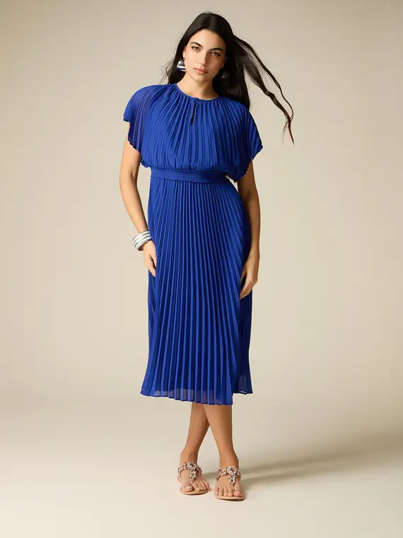 Vestito midi in georgette plissé Donna, Blu