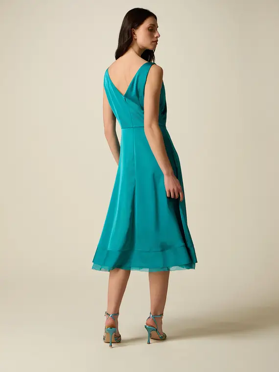 Vestito midi in raso con cintura Donna, Ottanio miniatura 2