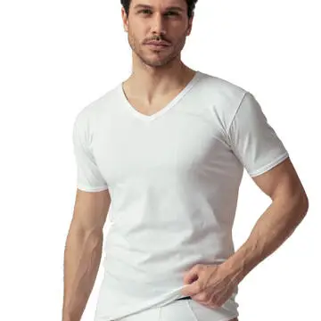 T-SHIRT UOMO SCOLLO A V IN COTONE BIELASTICO OLTREMARE 685