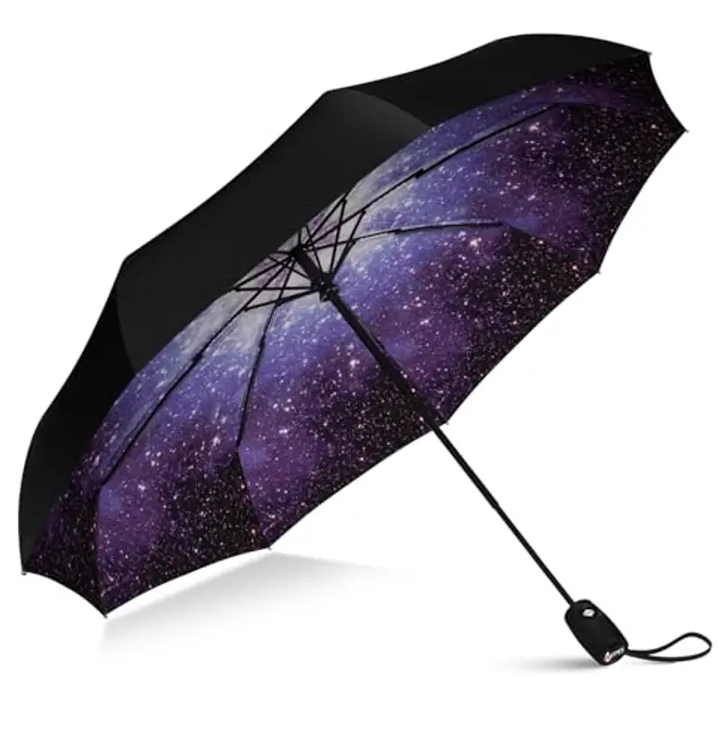 Ombrello da viaggio antivento con rivestimento in teflon, Unisex - Adulto, Windproof Travel Umbrella, Notte stellata…