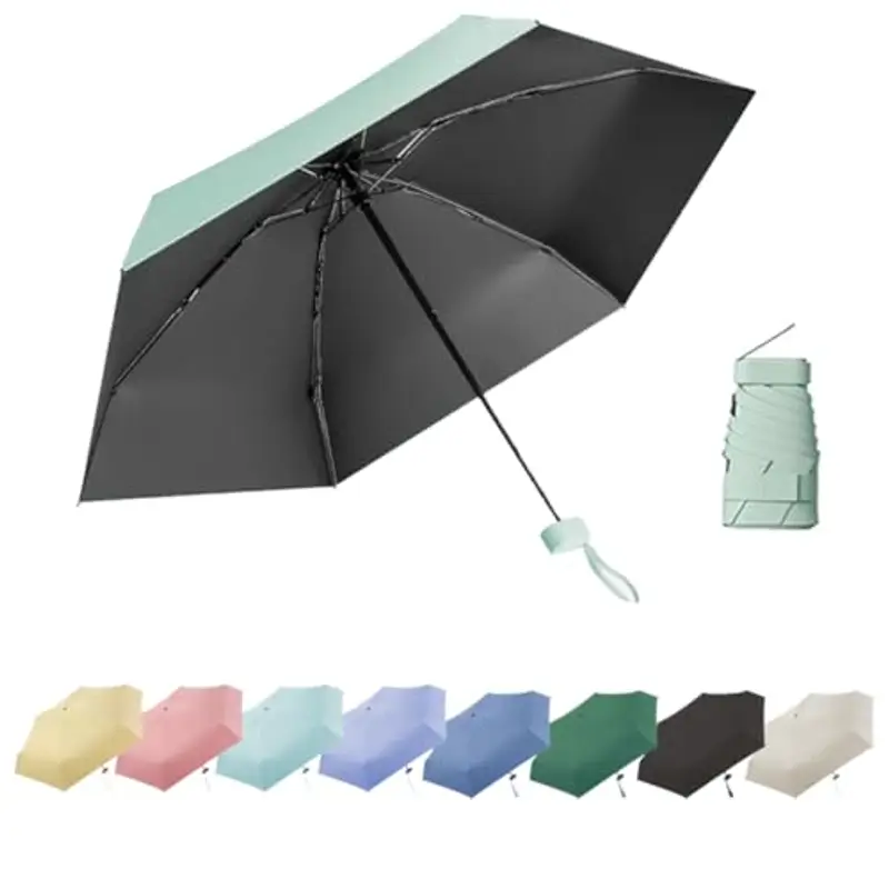 Ombrello da Viaggio Pieghevole, Mini Ombrello Portatile Anti UV UPF 50+, Antivento per Sole e Pioggia, Ombrellino da Sole Donna Tascabile (#05)