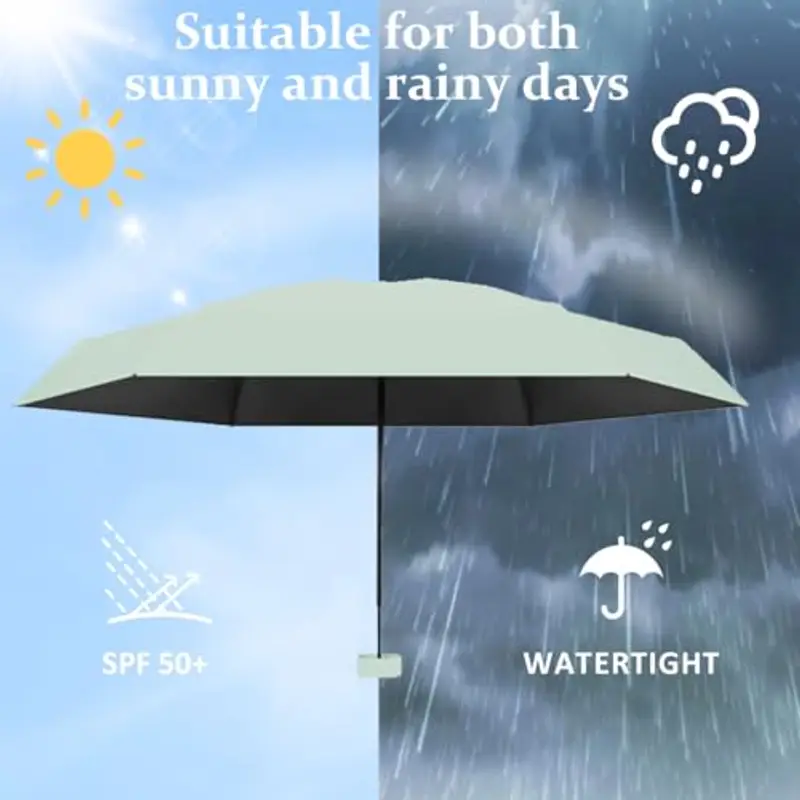 Ombrello da Viaggio Pieghevole, Mini Ombrello Portatile Anti UV UPF 50+, Antivento per Sole e Pioggia, Ombrellino da Sole Donna Tascabile (#05) miniatura 2