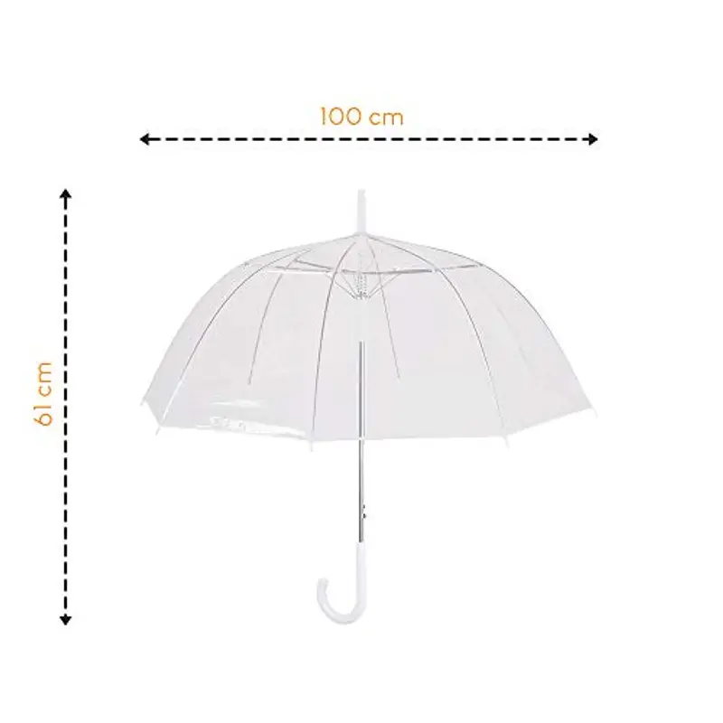 Ombrello Donna Ragazza Parapioggia a Cupola Trasparente In Pvc Lunghezza Stecche cm 61 miniatura 3