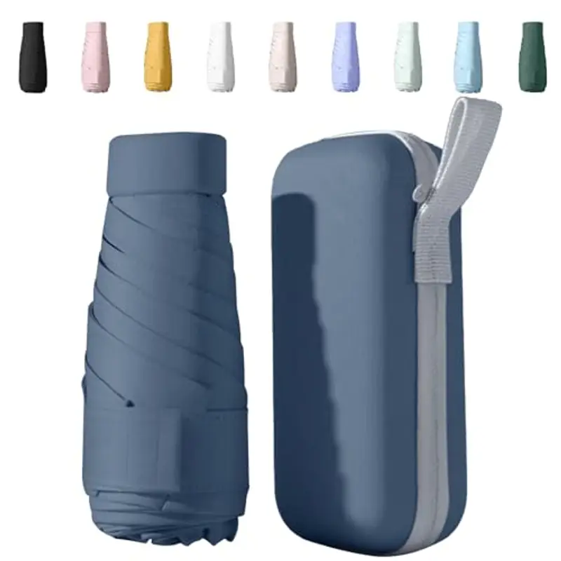 Ombrello Piccolo, Mini Ombrello Tascabile, Ombrello Da Viaggio Da Viaggio Pioggia e Sole Piccolo Compatto Ombrello Da Donna Piccolo Ombrello Anti-Uv Per Pioggia?nebbia blu?