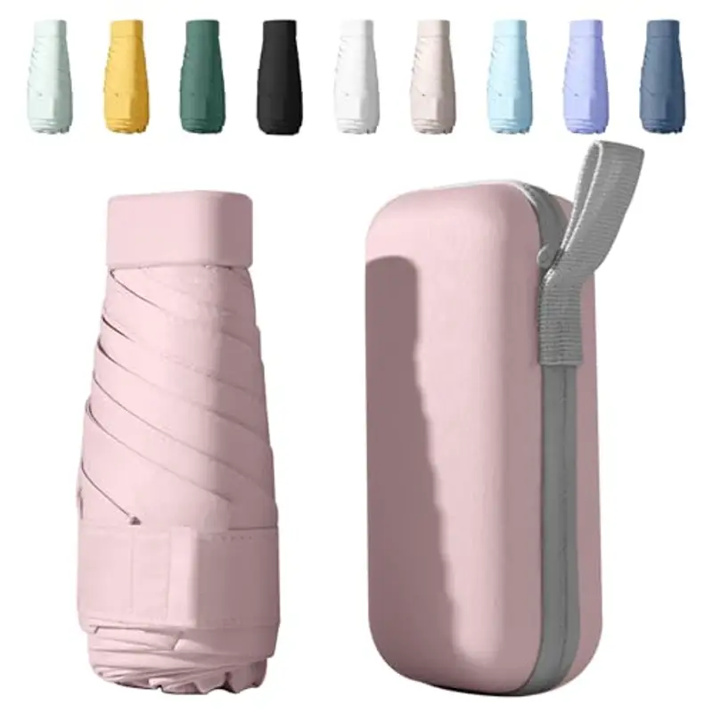 Ombrello Piccolo, Mini Ombrello Tascabile, Ombrello Da Viaggio Da Viaggio Pioggia e Sole Piccolo Compatto Ombrello Da Donna Piccolo Ombrello Anti-Uv Per Pioggia?rosa?