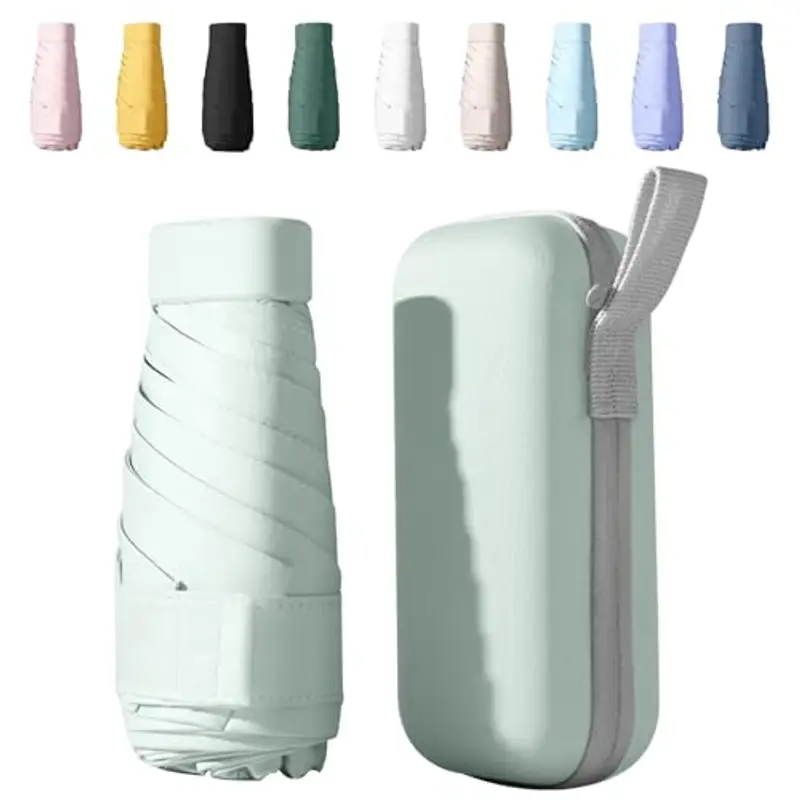 Ombrello Piccolo, Mini Ombrello Tascabile, Ombrello Da Viaggio Da Viaggio Pioggia e Sole Piccolo Compatto Ombrello Da Donna Piccolo Ombrello Anti-Uv Per Pioggia?verde menta?