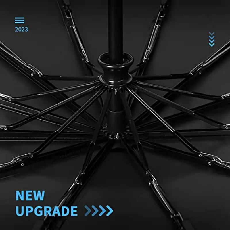 Ombrello Pieghevole Automatico, Ombrello Antivento Portatile, Ombrello Grande da Pioggia 12 Stecche Rinforzate per Uomo Donna, Diametro 105cm (Rosa) miniatura 3