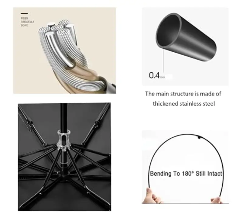 Ombrello pieghevole compatto con moschettone con manico in tessuto di rivestimento/auto/piccolo zaino portatile da miniatura 3