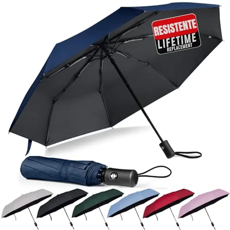 Ombrello pieghevole I apertura e chiusura automatica I resistente al vento, impermeabile e compatto I ombrello da viaggio leggero con manico antiscivolo I perfetto per uomo e donna I Drytogo