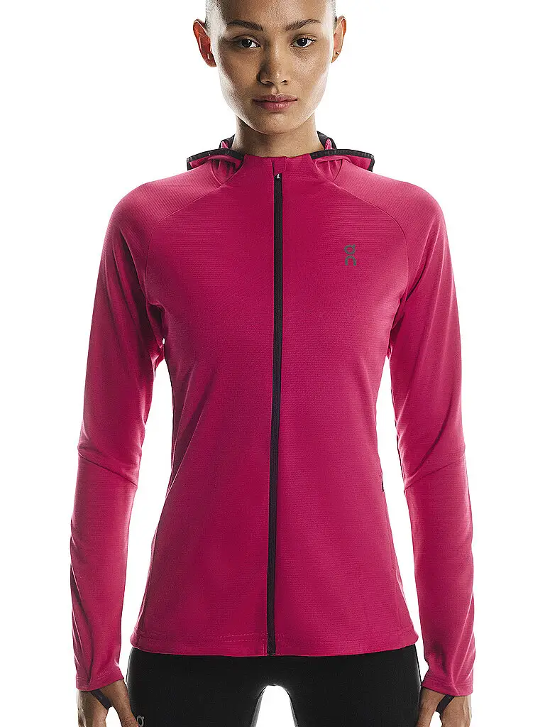 Giacca da running da donna Climate con cappuccio rosso scuro | XS