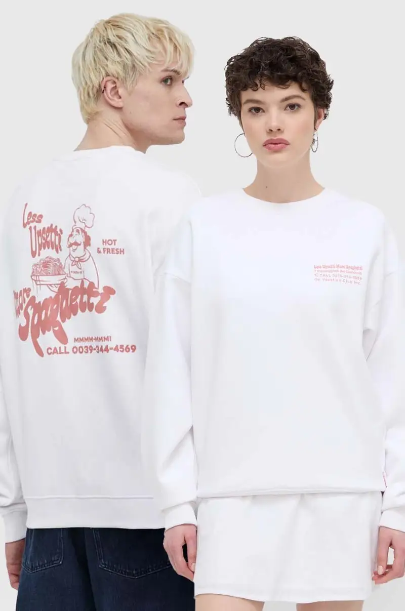 felpa Less Upsetti colore bianco OVC S31