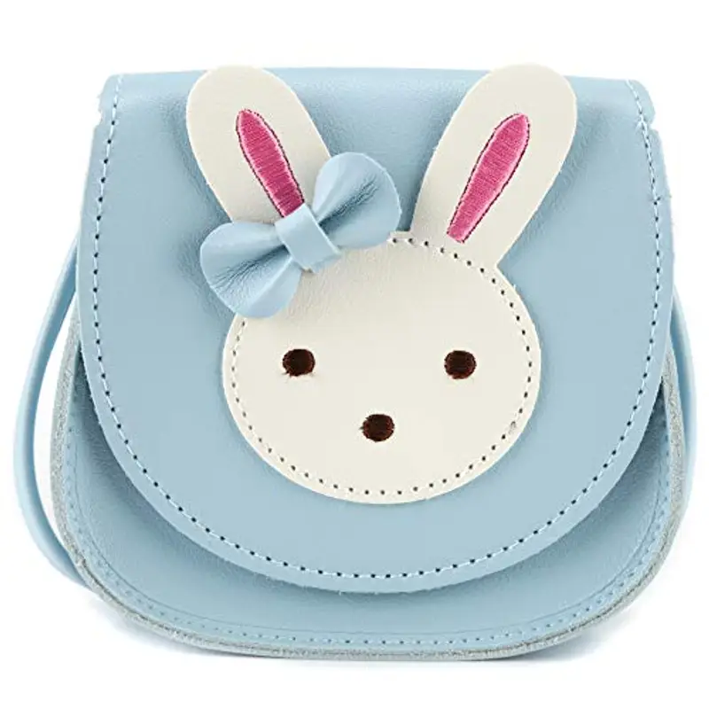 Ondeam Piccolo coniglio orecchio Bow Crossbody Purse, PU spalla borsa per bambini ragazze Toddlers(Blue)