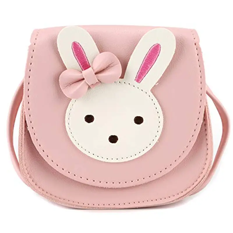 Ondeam Piccolo coniglio orecchio Bow Crossbody Purse, PU spalla borsa per bambini ragazze Toddlers(Pink)
